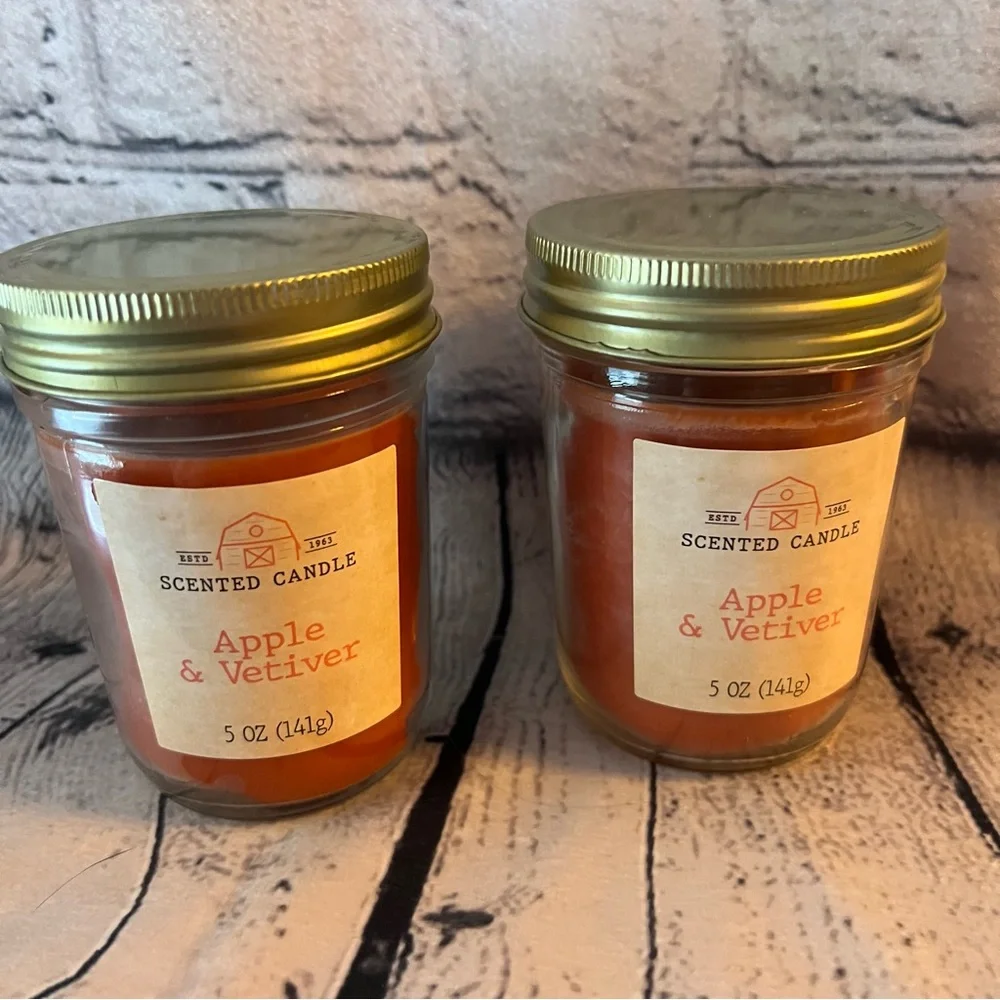The Scented Candle Mason Jar Candles Apple‎ and Vetiver NEW